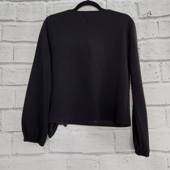 Madewell Texture and Thread Women's Black Long-Sleeved Open Tied Wrap Top Size S - Picture 2 of 12